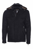 Manteau homme noir à capuche et manches zippées TKY02