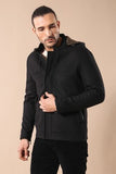 Manteau homme noir à capuche et manches zippées TKY02