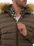 Manteau en duvet marron avec fourrure pour homme TKY02 GOLD MODA