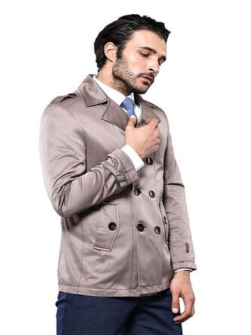 Trench homme beige à double boutonnage TKY02