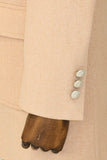 Manteau à double boutonnage en laine et cachemire crème pour hommes avec boutons en métal TKY02