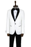 Costume Pentagone à motifs châle revers blanc hommes blazer de bal TKY02