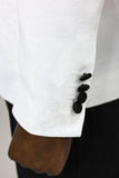 Costumme de bal blanc à motifs floraux à revers châle pour hommes TKY02