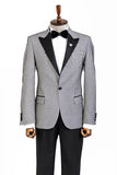 Men's Black Patterned Prom Suit TKY02