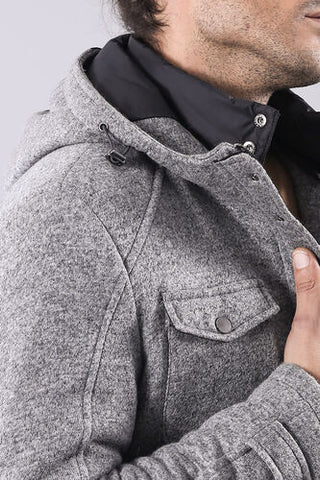 Short gray hooded coat for men TKY02