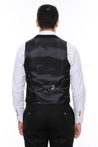 Black Checked V-Neck Vest TKY02