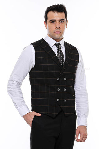 Gray checkered vest TKY02