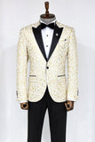 Gold Scroll Pattern Men's Prom Suit on White TKY02