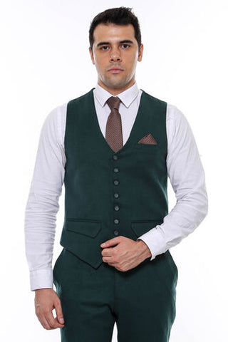 Plain green 8-button vest TKY02