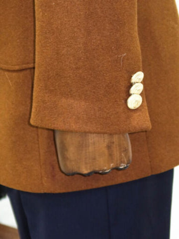 Men's beige double-breasted metal buttoned coat TKY02