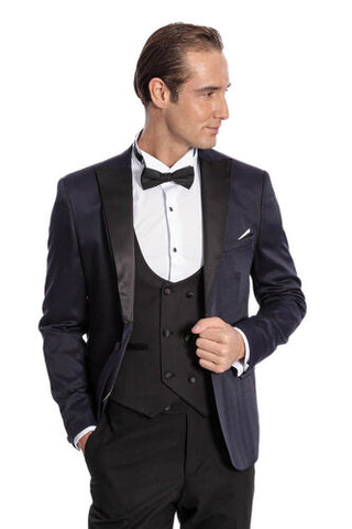 Men's patterned suit combined plain vest TKY02