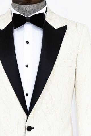Shiny White Patterned Men's Prom Suit TKY02