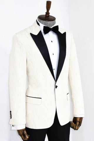 Shiny White Patterned Men's Prom Suit TKY02