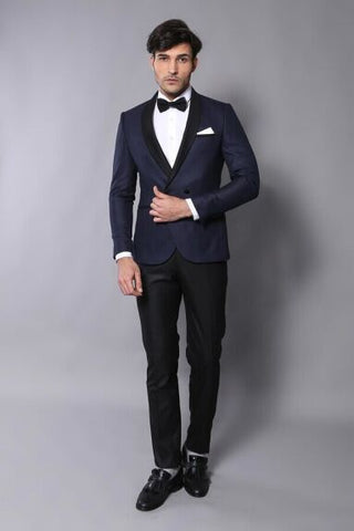 Navy Shawl Lapel Double Breasted Suit TKY02