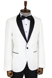 White Floral Patterned Shawl Lapel Prom Suit for Men TKY02